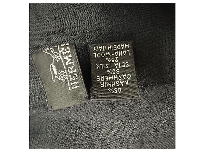 Sciarpa Hermès con accento logo H in cashmere nero - vista 4