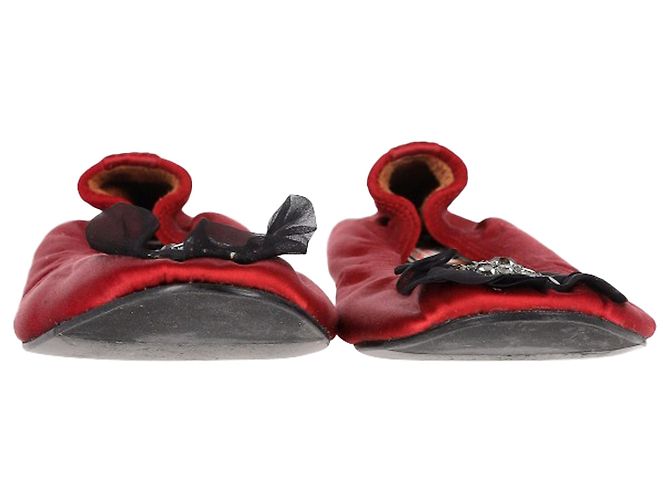 Ballerine Lanvin con spilla in raso rosso - vista 2