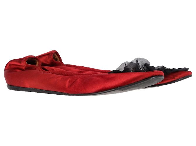 Ballerine Lanvin con spilla in raso rosso - vista 4