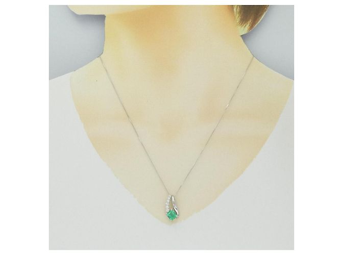 Autre Marque Collana con Smeraldo e Diamanti Au750 Verde - vista 6