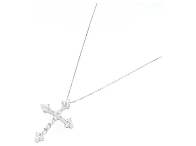 Autre Marque Collana con Croce in Diamanti in Oro Bianco Au750 Argento - vista 2