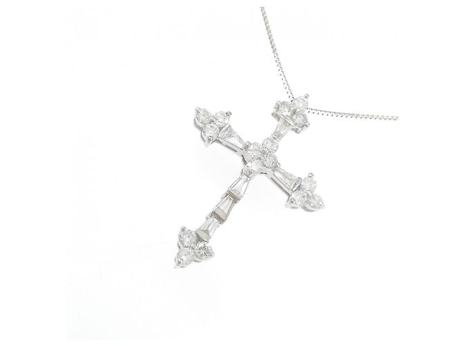 Autre Marque Collana con Croce in Diamanti in Oro Bianco Au750 Argento - vista 3