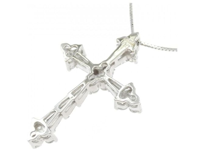Autre Marque Collana con Croce in Diamanti in Oro Bianco Au750 Argento - vista 4