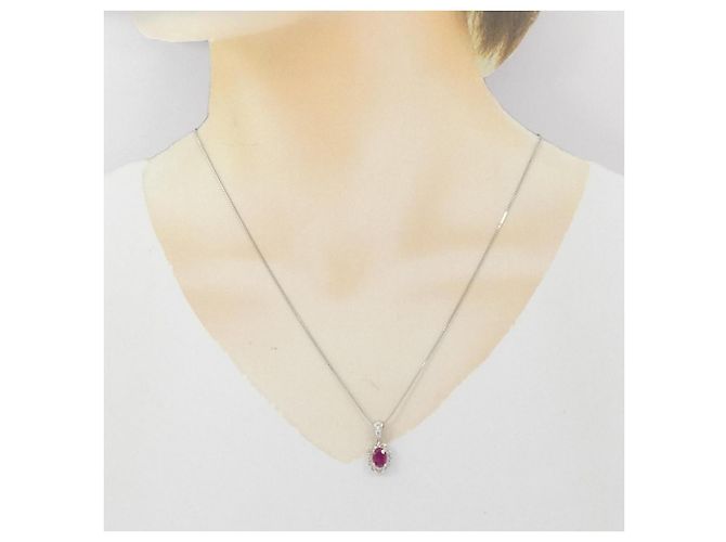 Autre Marque Collana in Rubino e Diamante Pt900 Pt850 Rosso - vista 6