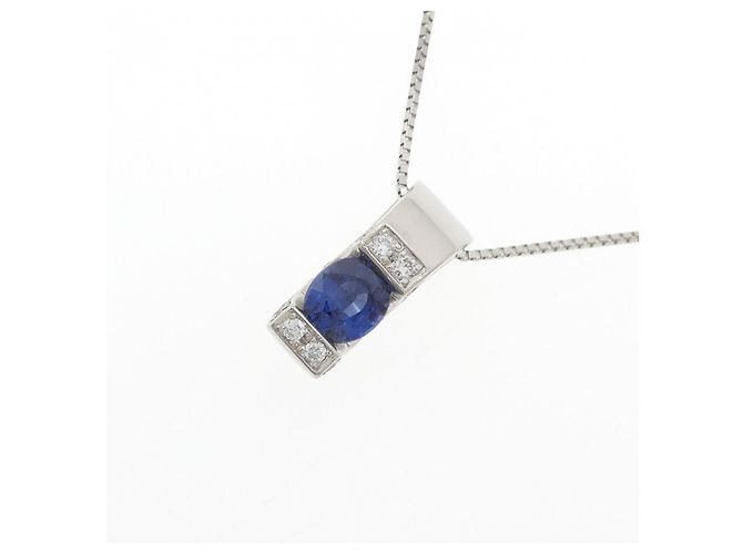 Autre Marque Collana in Zaffiro e Diamante Pt900 Pt850 Blu - vista 3