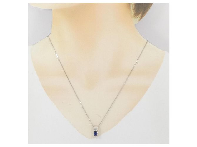 Autre Marque Collana in Zaffiro e Diamante Pt900 Pt850 Blu - vista 6