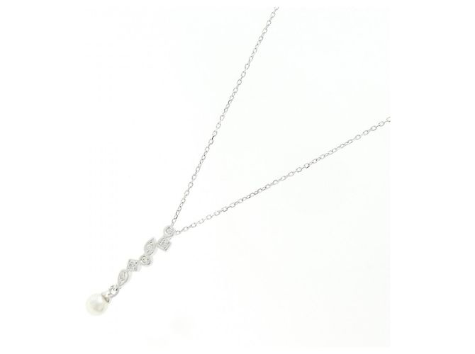 Collana Pellrita Mikimoto in oro bianco Au750 con perle Akoya e diamanti Argento - vista 2