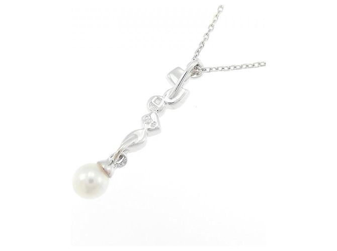 Collana Pellrita Mikimoto in oro bianco Au750 con perle Akoya e diamanti Argento - vista 4