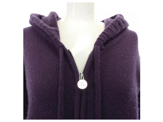 Timeless Felpa con cappuccio in cashmere Chanel Porpora - vista 5