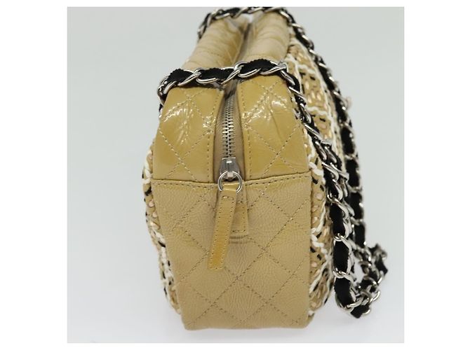 Bolso Camera Chanel Woven Stitch Patent Small Beige - vista 3