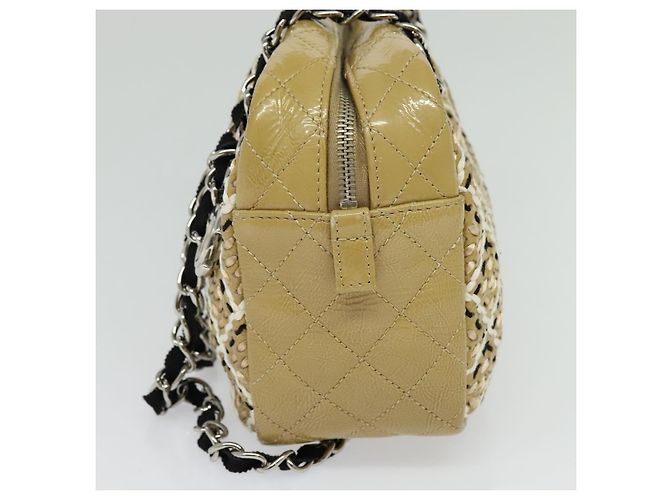 Bolso Camera Chanel Woven Stitch Patent Small Beige - vista 5
