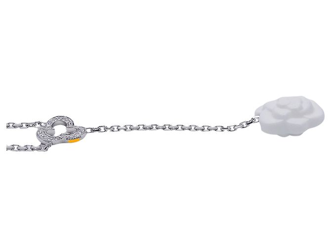 Collana Chanel per donna, nome del marchio, diamante, agata bianca, camelia, oro, gioielli. Bianco - vista 3