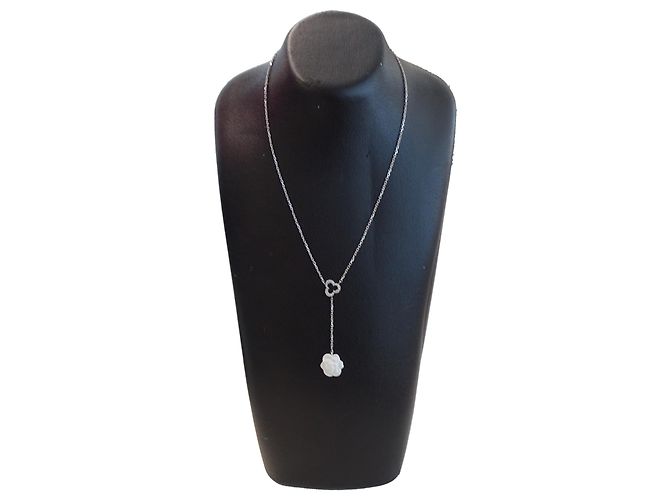 Collana Chanel per donna, nome del marchio, diamante, agata bianca, camelia, oro, gioielli. Bianco - vista 8