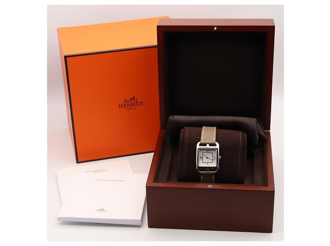 Hermès Hermes Cape Cod Date Uhr, Edelstahl, Lederarmband, Herren, Silberfarben, . - Ansicht 10