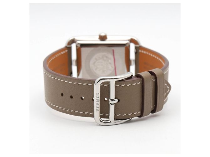 Hermès Hermes Cape Cod Date Uhr, Edelstahl, Lederarmband, Herren, Silberfarben, . - Ansicht 5