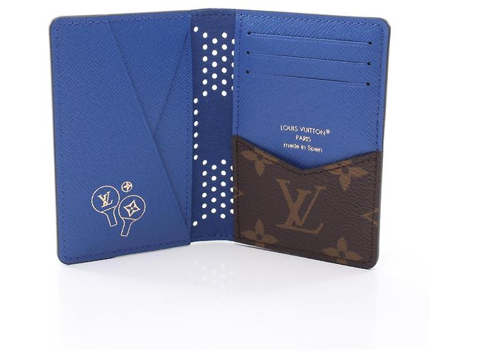 Louis Vuitton Organizer de Poche Monogram Grid Tarjetero/Portatarjetas Accesorio Mujer Marrón/Azul - vista 3