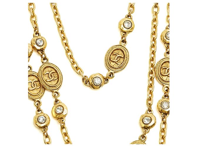 Chanel circa 1990 Collier Sautoir Ceinture Haute Couture CC String Necklace Belt D'oro - vista 2