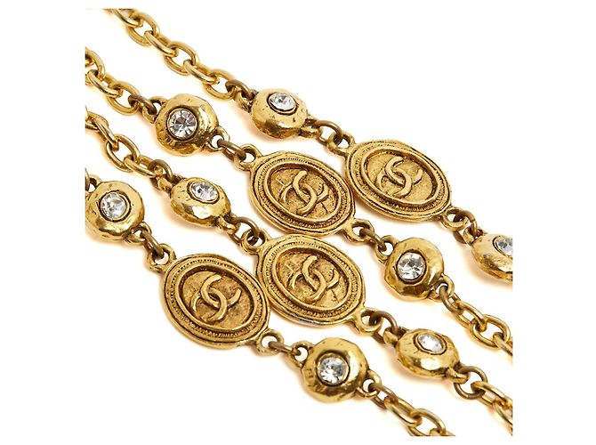 Chanel circa 1990 Collier Sautoir Ceinture Haute Couture CC String Necklace Belt D'oro - vista 3