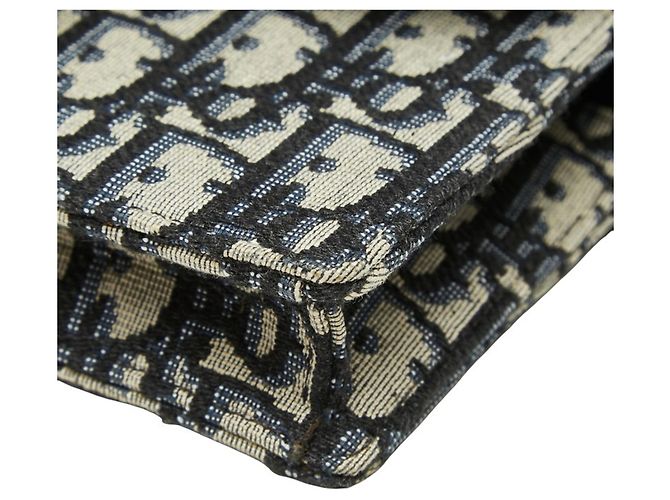 Borsa a tracolla Christian Dior Dior Oblique Jacquard Saddle Beige Blu navy - vista 4
