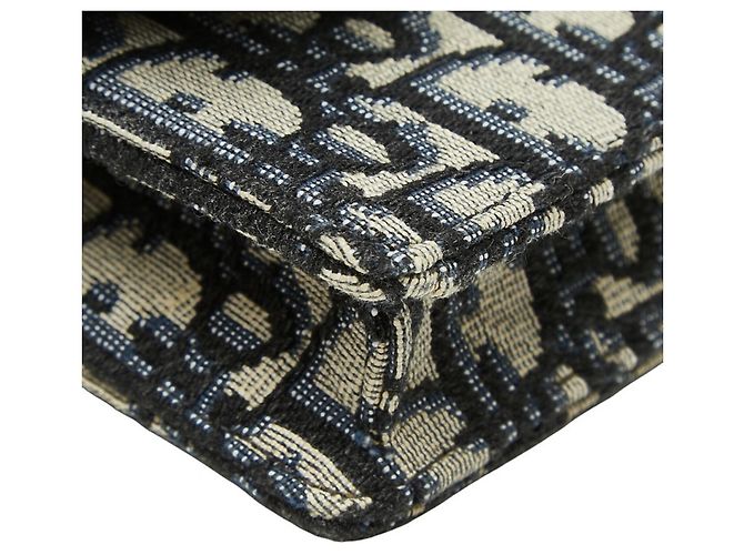 Borsa a tracolla Christian Dior Dior Oblique Jacquard Saddle Beige Blu navy - vista 5