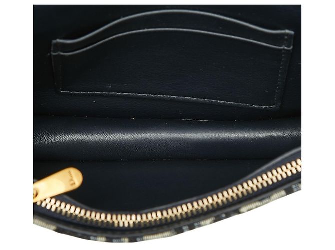 Borsa a tracolla Christian Dior Dior Oblique Jacquard Saddle Beige Blu navy - vista 9