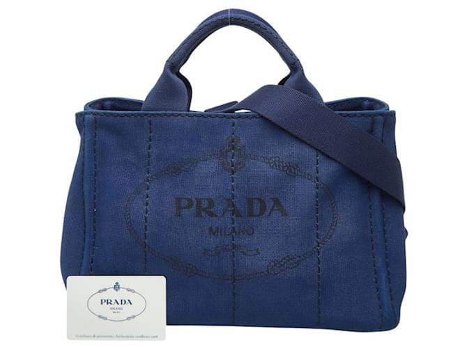 Mini borsa a mano Prada Canapa Blu - vista 10