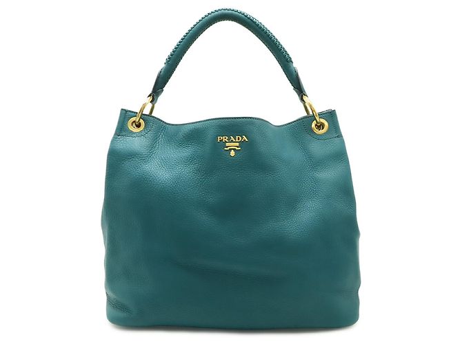 Prada Schultertasche aus grünem Leder - Ansicht 2