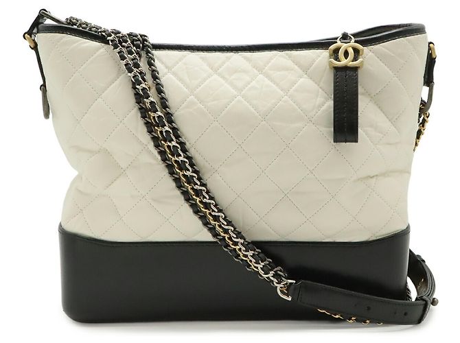 Borsa Chanel Gabrielle de Chanel Large Hobo Chain Nero Bianco - vista 2