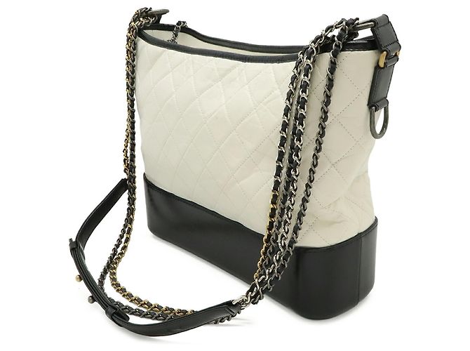 Borsa Chanel Gabrielle de Chanel Large Hobo Chain Nero Bianco - vista 3