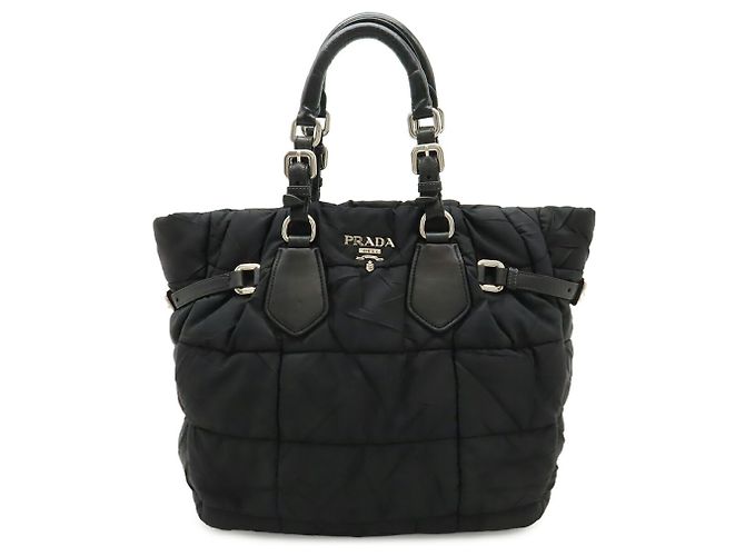 Borsa Tote a tracolla in nylon e pelle Prada Nero - vista 2