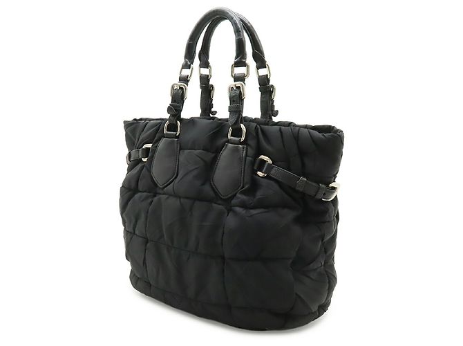 Borsa Tote a tracolla in nylon e pelle Prada Nero - vista 3