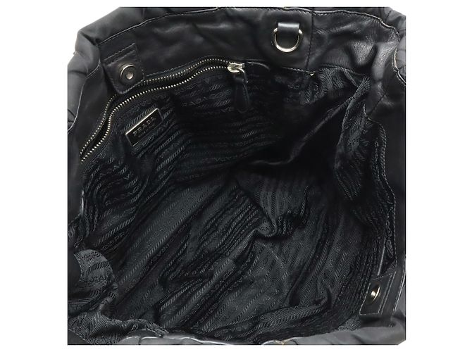 Borsa Tote a tracolla in nylon e pelle Prada Nero - vista 6