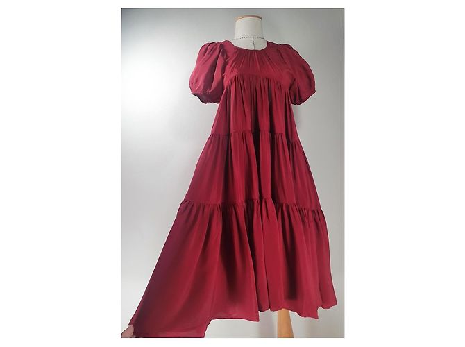 Autre Marque Cecilie Bahnsen Esme Stufen-Midikleid - Rot - Ansicht 3