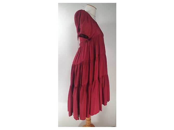 Autre Marque Cecilie Bahnsen Esme Stufen-Midikleid - Rot - Ansicht 4