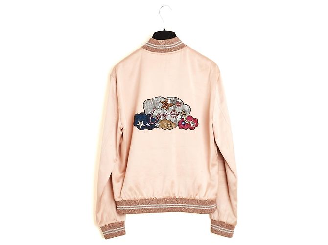 Saint Laurent Rosa Bestickte Bomberjacke Love Pink Metallisch - Ansicht 4