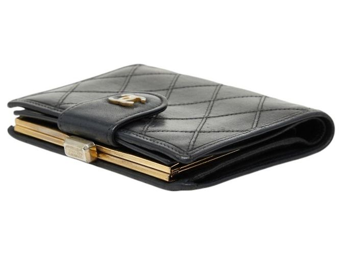 Chanel Coco Mark Bicolore Bi-fold Wallet Black - view 5