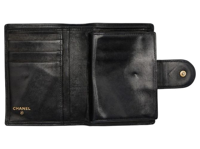 Chanel Coco Mark Bicolore Bi-fold Wallet Black - view 6