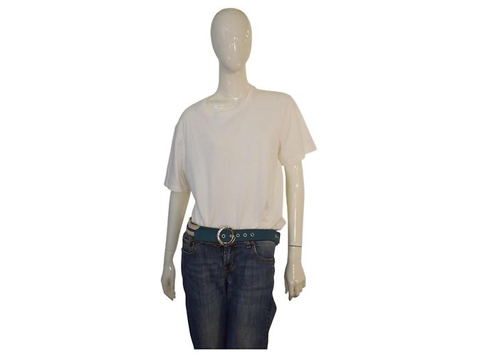 DOLCE & GABBANA Gürtel aus Leder mit Vintage-Webband Rosa Grün Blau Mehrfarben - Ansicht 10