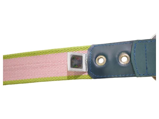DOLCE & GABBANA Gürtel aus Leder mit Vintage-Webband Rosa Grün Blau Mehrfarben - Ansicht 8
