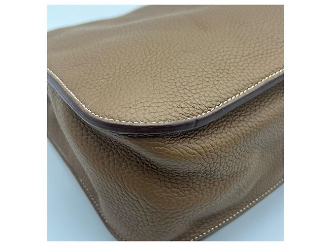 Borsa a tracolla Hermès Halzan 31 in pelle Cammello - vista 10