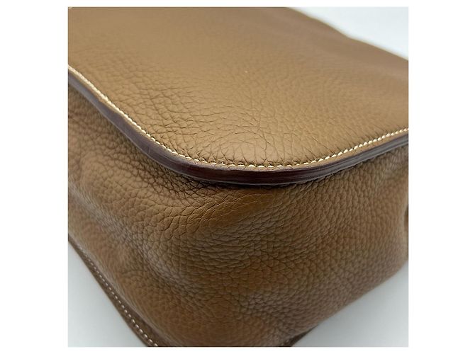 Borsa a tracolla Hermès Halzan 31 in pelle Cammello - vista 11