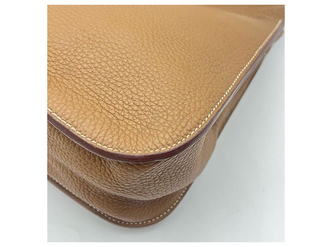 Borsa a tracolla Hermès Halzan 31 in pelle Cammello - vista 12