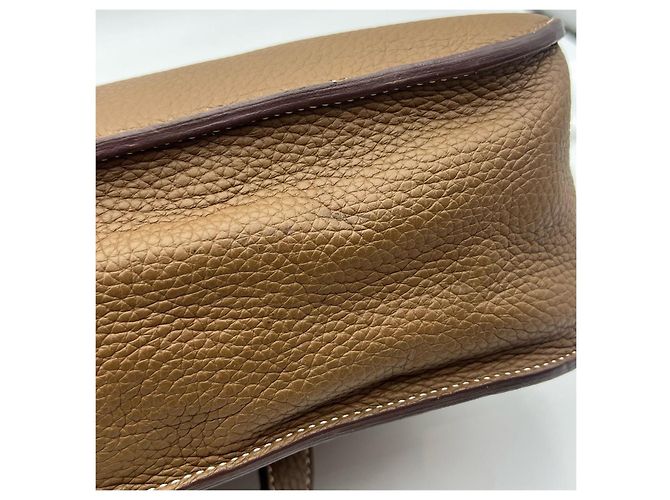Borsa a tracolla Hermès Halzan 31 in pelle Cammello - vista 13