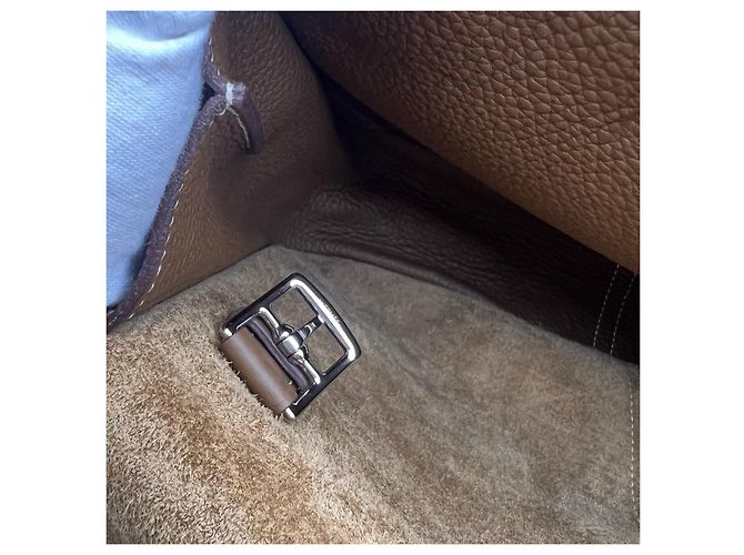 Borsa a tracolla Hermès Halzan 31 in pelle Cammello - vista 18