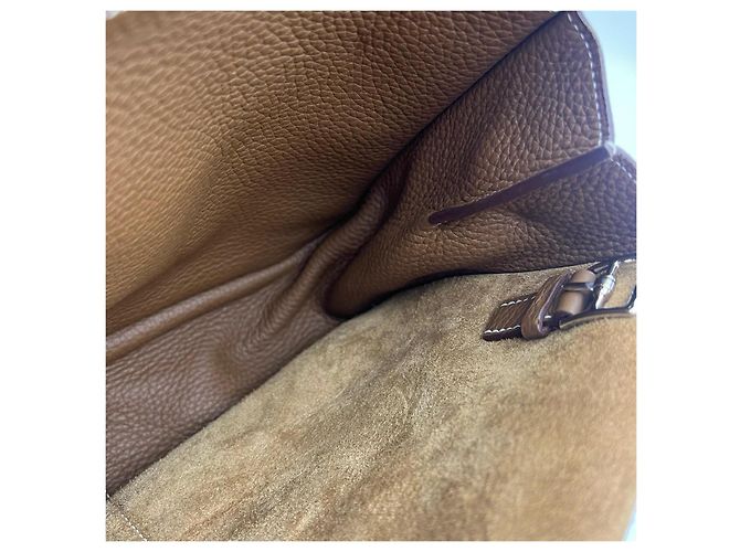 Borsa a tracolla Hermès Halzan 31 in pelle Cammello - vista 19