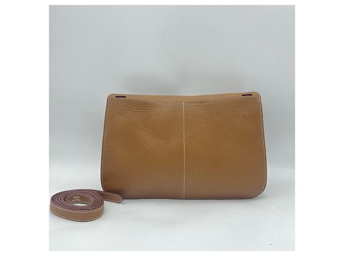 Borsa a tracolla Hermès Halzan 31 in pelle Cammello - vista 2
