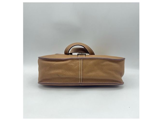 Borsa a tracolla Hermès Halzan 31 in pelle Cammello - vista 5