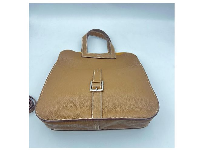 Borsa a tracolla Hermès Halzan 31 in pelle Cammello - vista 6