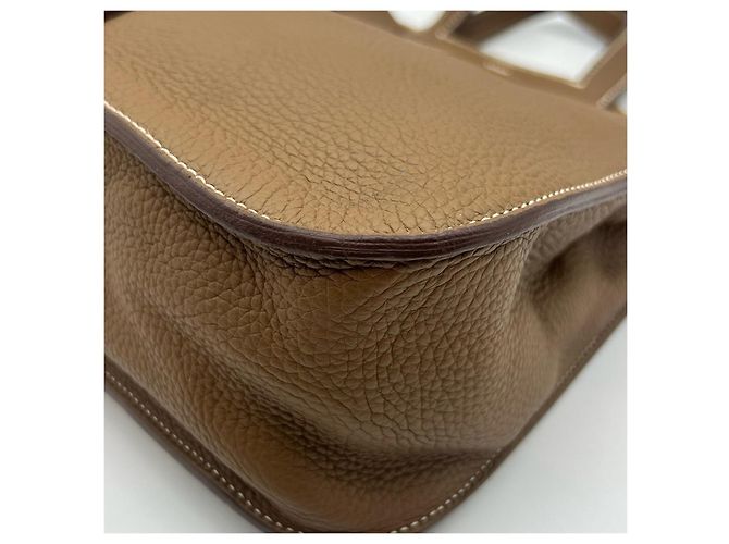 Borsa a tracolla Hermès Halzan 31 in pelle Cammello - vista 7
