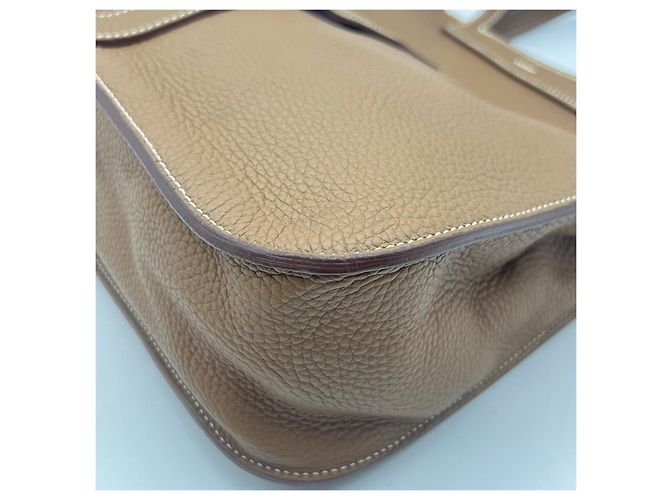 Borsa a tracolla Hermès Halzan 31 in pelle Cammello - vista 9